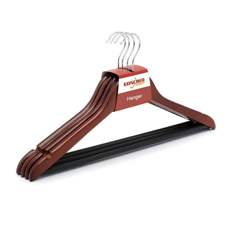 Custom Logo Wood Hangers, Basic Cloth Hangers Suit Hangers with Non Slip Bar,Smooth 360 Swivel Hook Supermarket Hanger