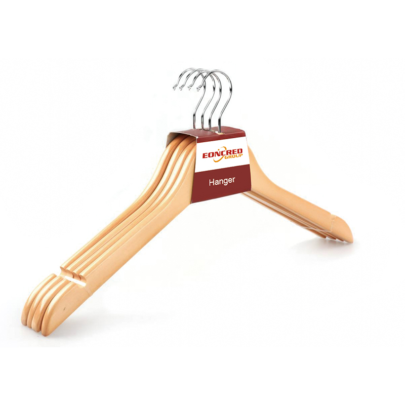 Custom Logo Wood Hangers, Basic Cloth Hangers Suit Hangers with Non Slip Bar,Smooth 360 Swivel Hook Supermarket Hanger